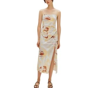 NWT Neiwai x Savislook Shell Print Tencel Shirred Slit Maxi Dress Size 6 $168